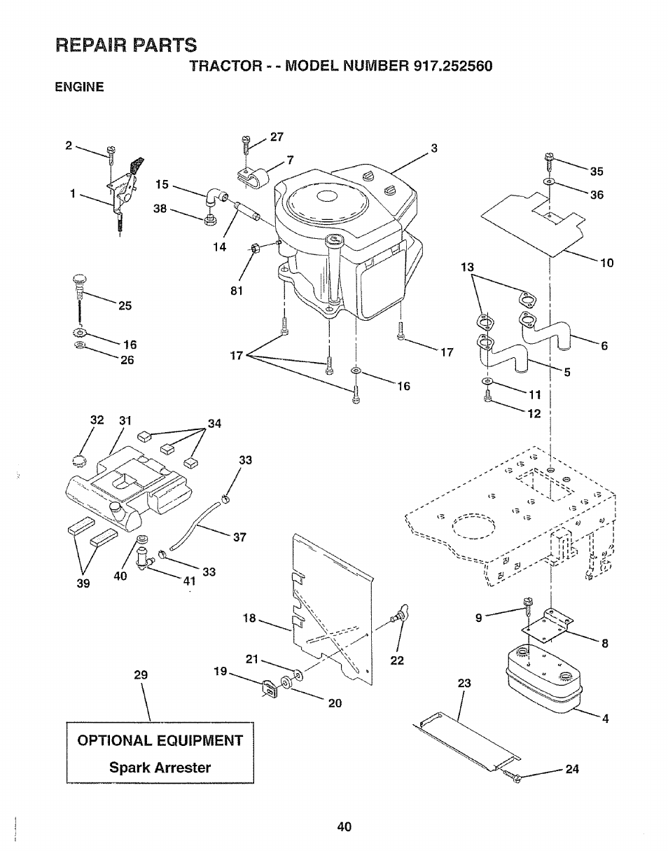 Repair parts | Craftsman 917.252560 User Manual | Page 40 / 56