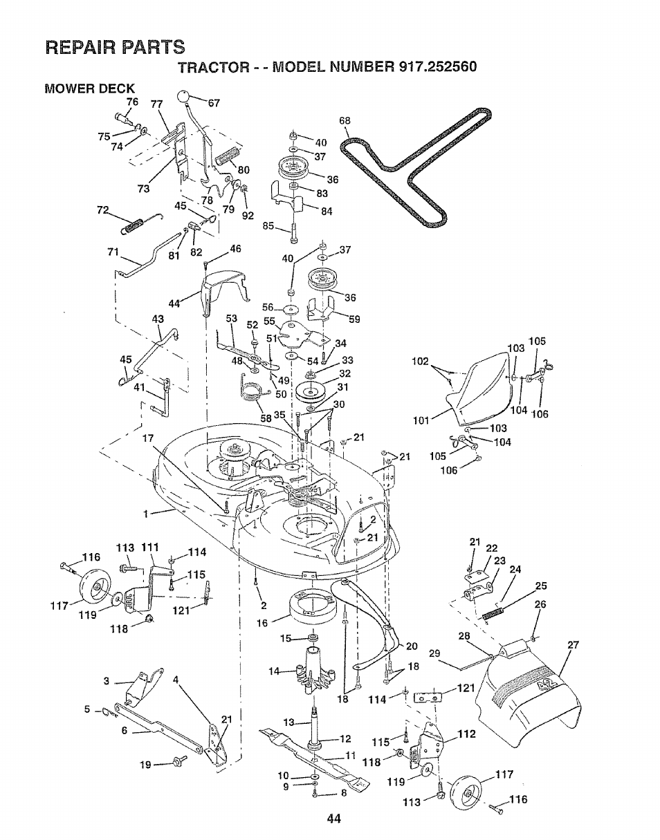 Repair parts | Craftsman 917.252560 User Manual | Page 44 / 56