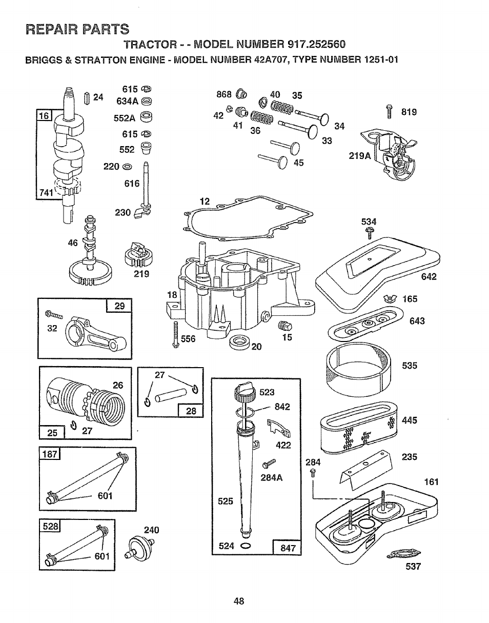 Repair parts | Craftsman 917.252560 User Manual | Page 48 / 56