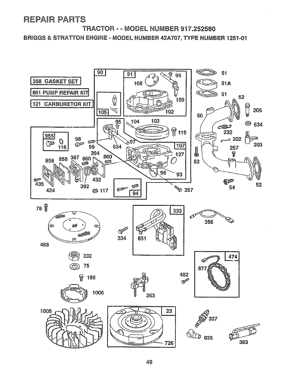 Repair parts | Craftsman 917.252560 User Manual | Page 49 / 56