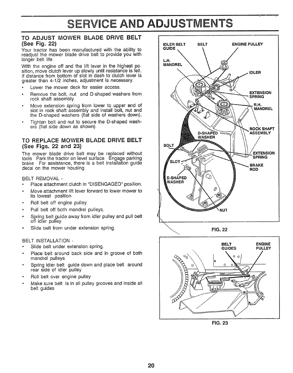 Service and adjustments | Craftsman 917.255520 User Manual | Page 20 / 30