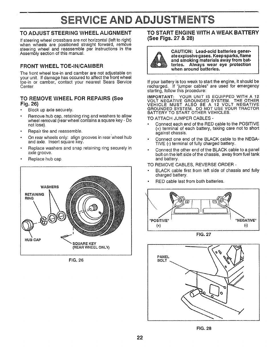 Service and adjustments | Craftsman 917.255520 User Manual | Page 22 / 30
