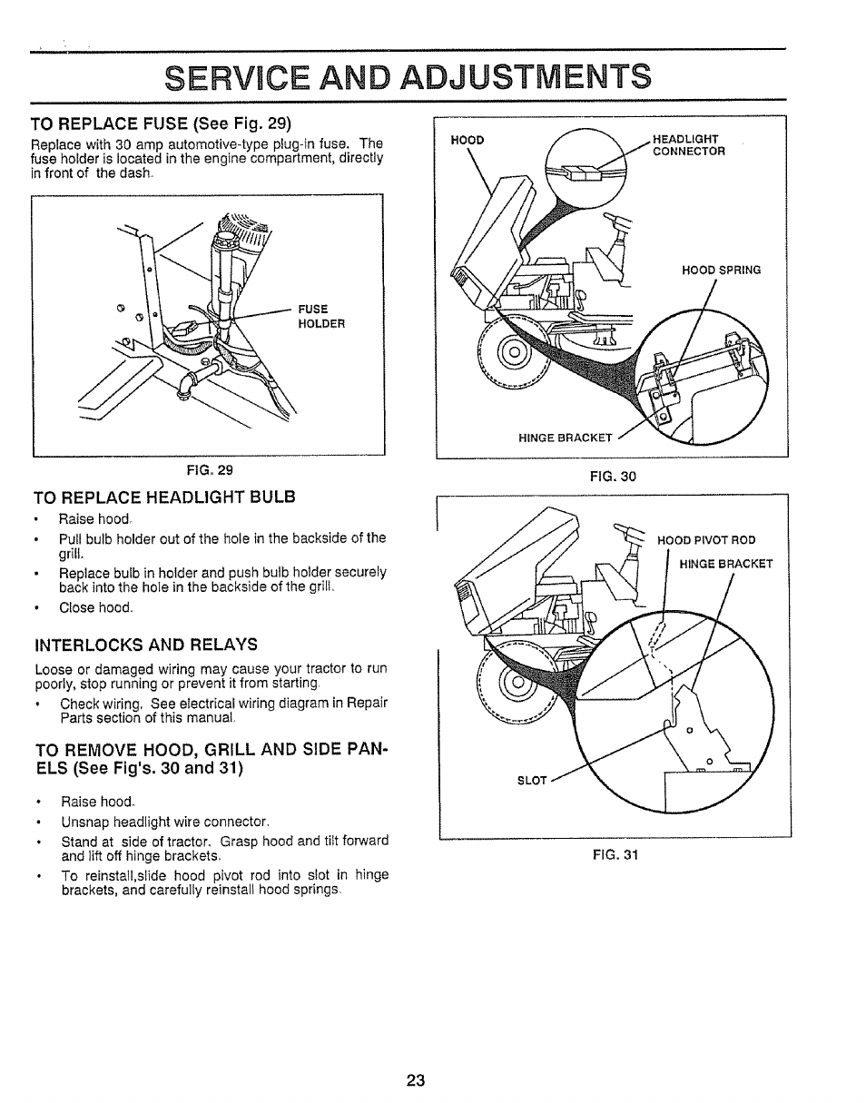 Service and adjustments | Craftsman 917.255520 User Manual | Page 23 / 30