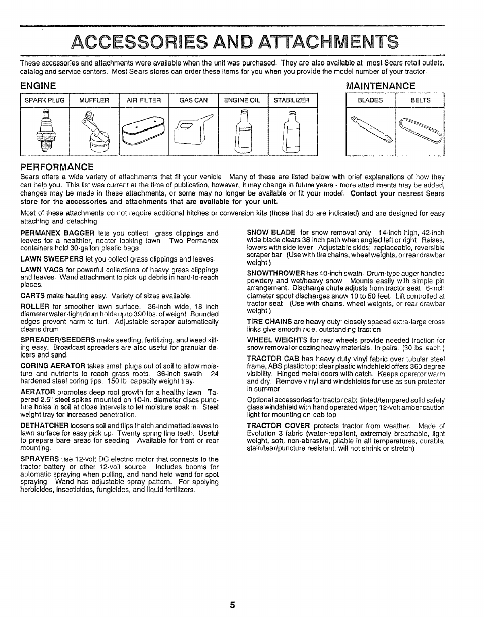Accessories and attachments | Craftsman 917.255520 User Manual | Page 5 / 30