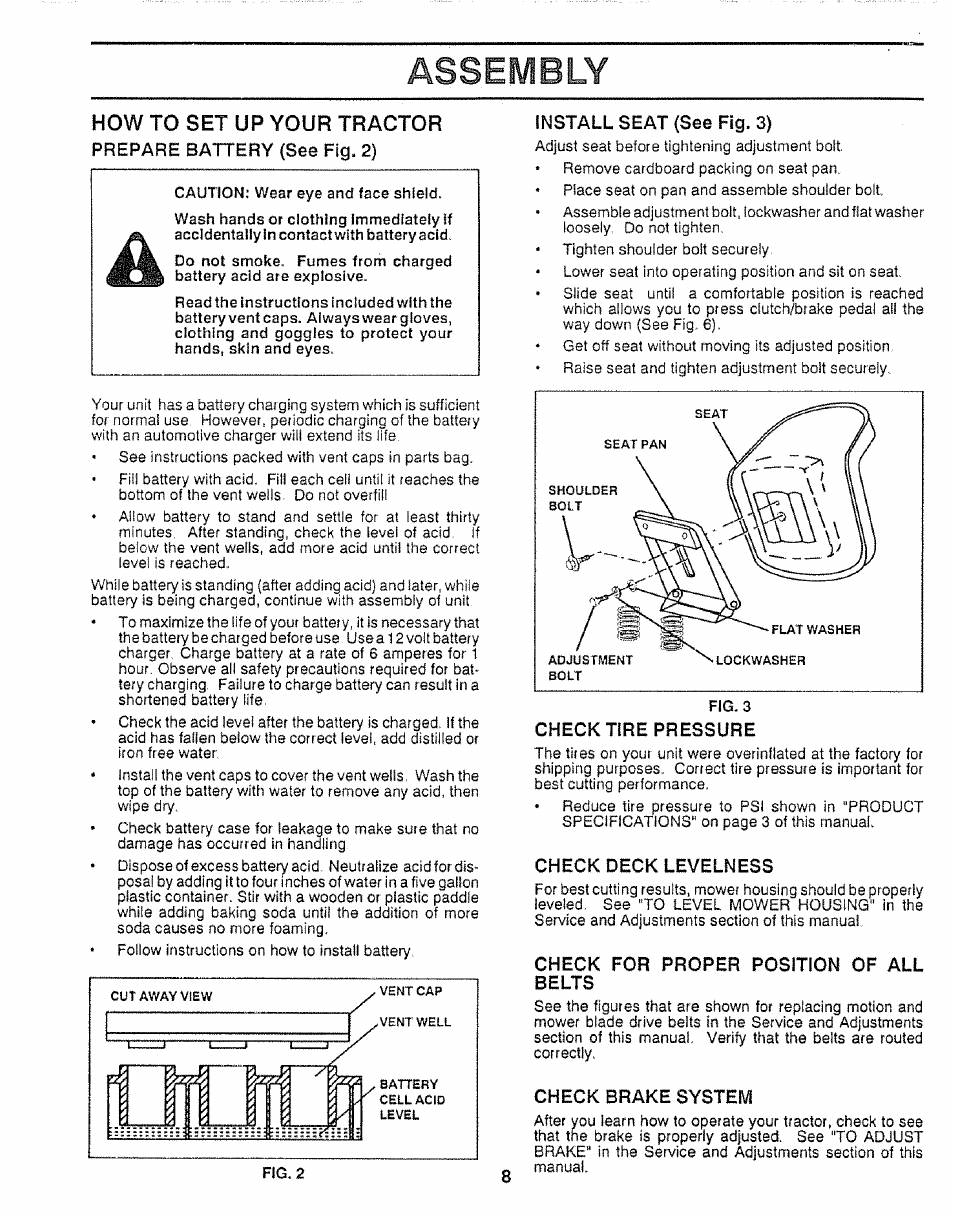 How to set up your tractor, Assembly | Craftsman 917.255520 User Manual | Page 8 / 30