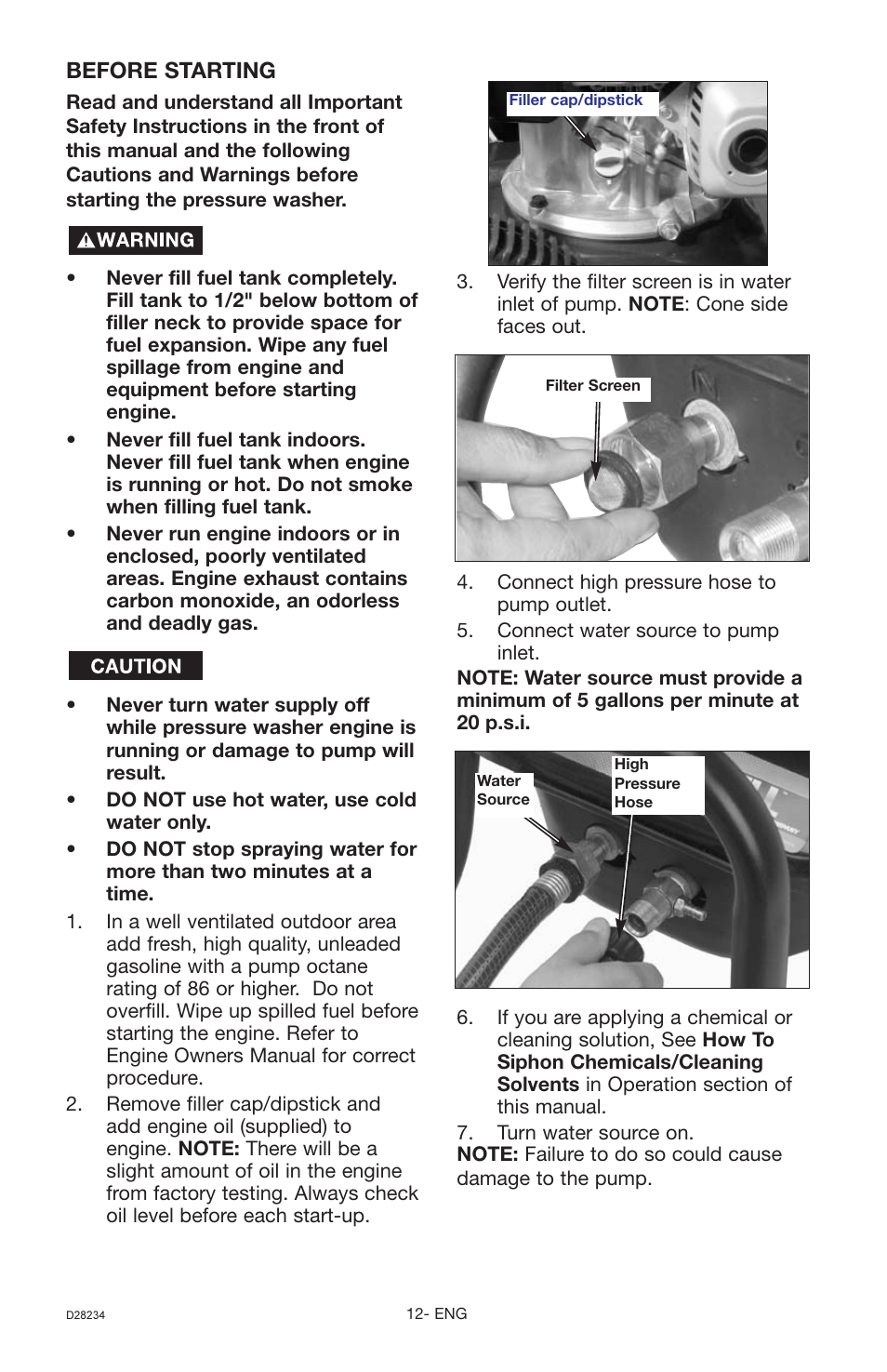 Before starting | Craftsman D28234 User Manual | Page 12 / 40