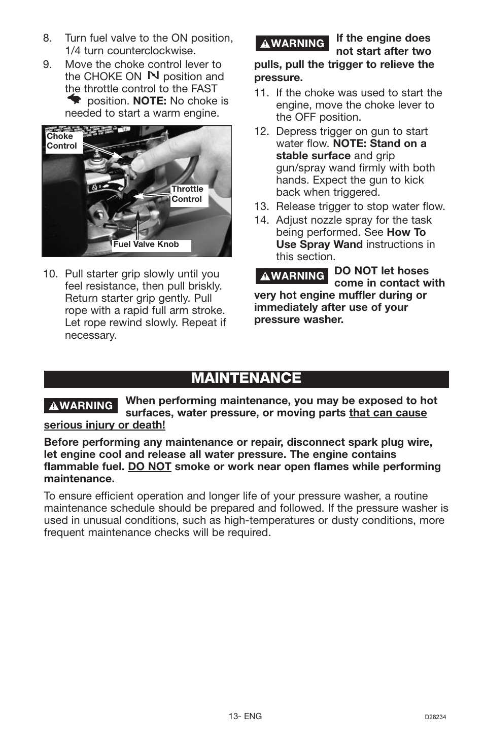 Maintenance | Craftsman D28234 User Manual | Page 13 / 40