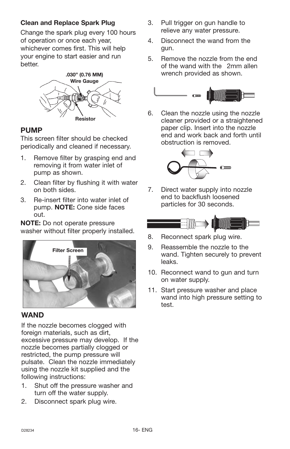 Wand, Pump | Craftsman D28234 User Manual | Page 16 / 40