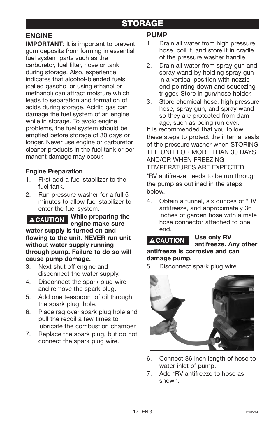 Storage | Craftsman D28234 User Manual | Page 17 / 40