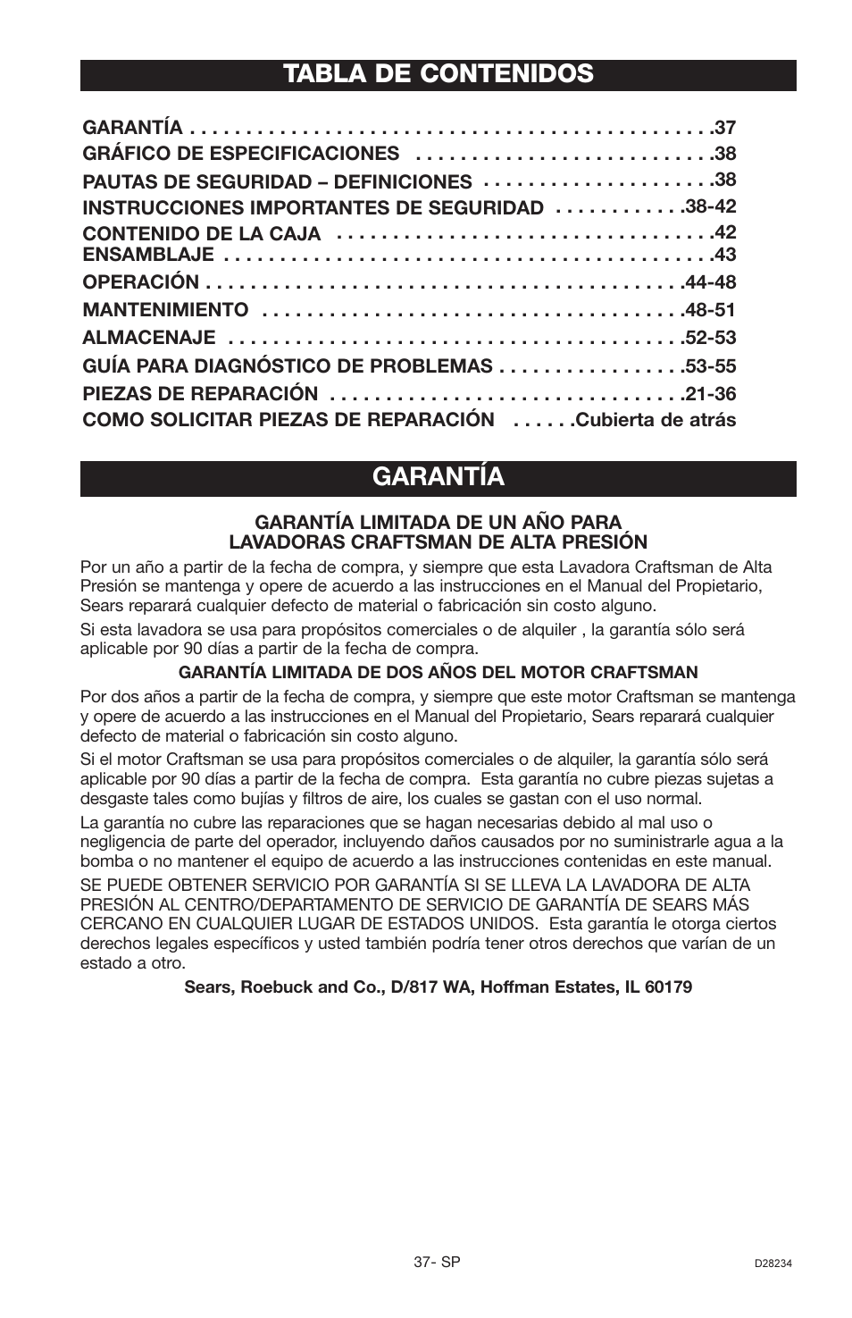 Craftsman D28234 User Manual | Page 21 / 40