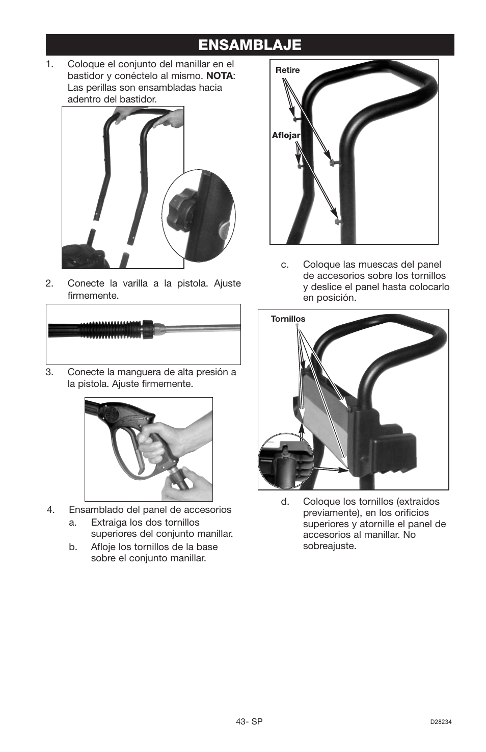 Ensamblaje | Craftsman D28234 User Manual | Page 27 / 40