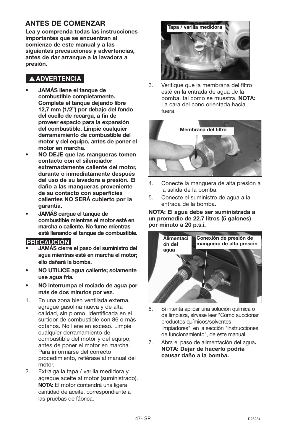 Antes de comenzar | Craftsman D28234 User Manual | Page 31 / 40