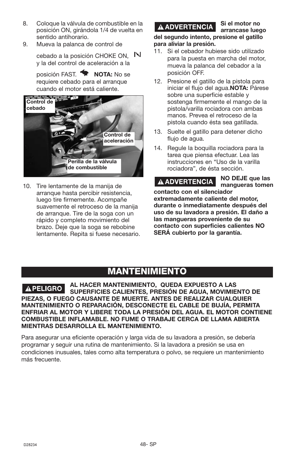 Mantenimiento | Craftsman D28234 User Manual | Page 32 / 40