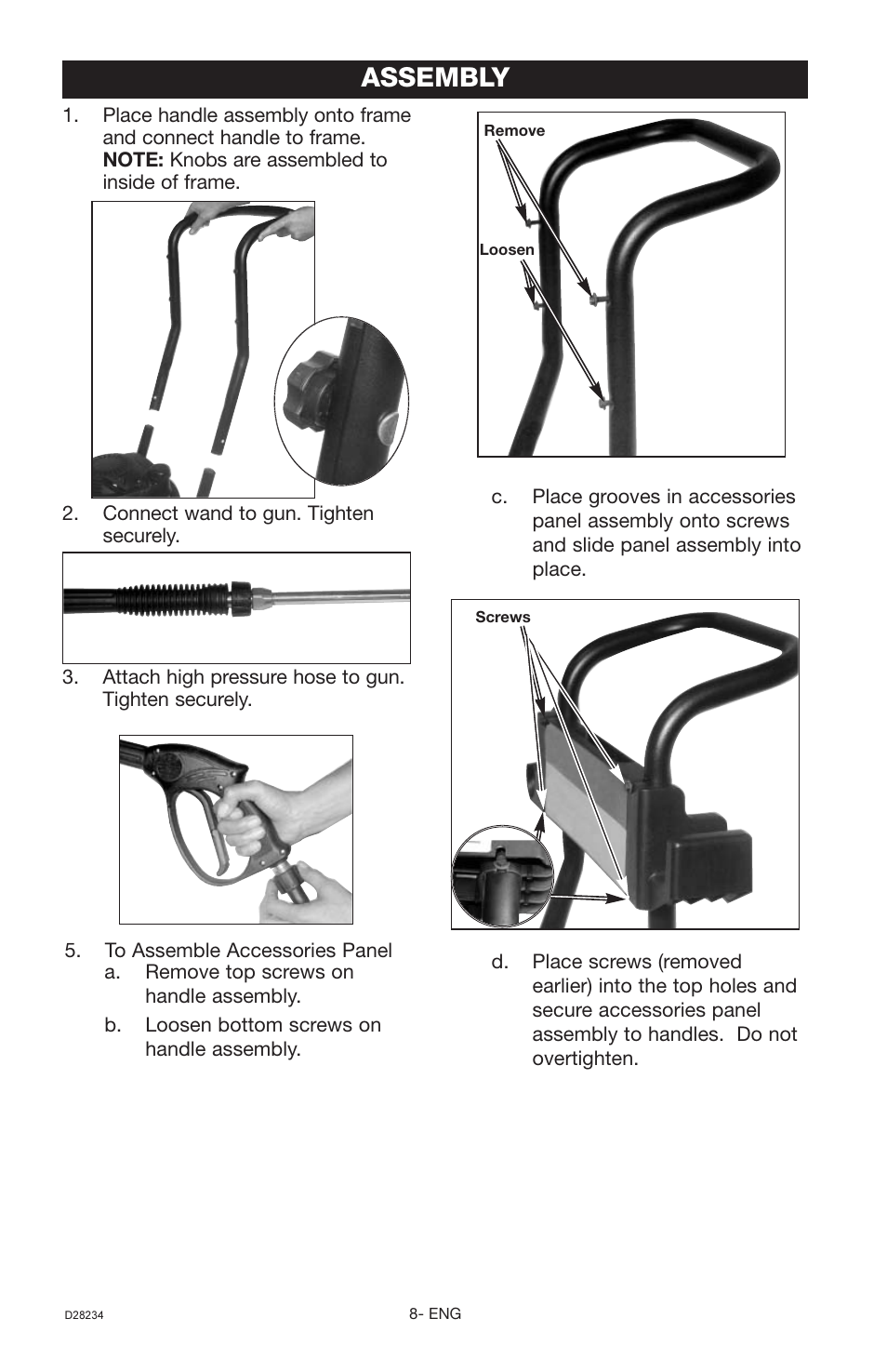 Assembly | Craftsman D28234 User Manual | Page 8 / 40