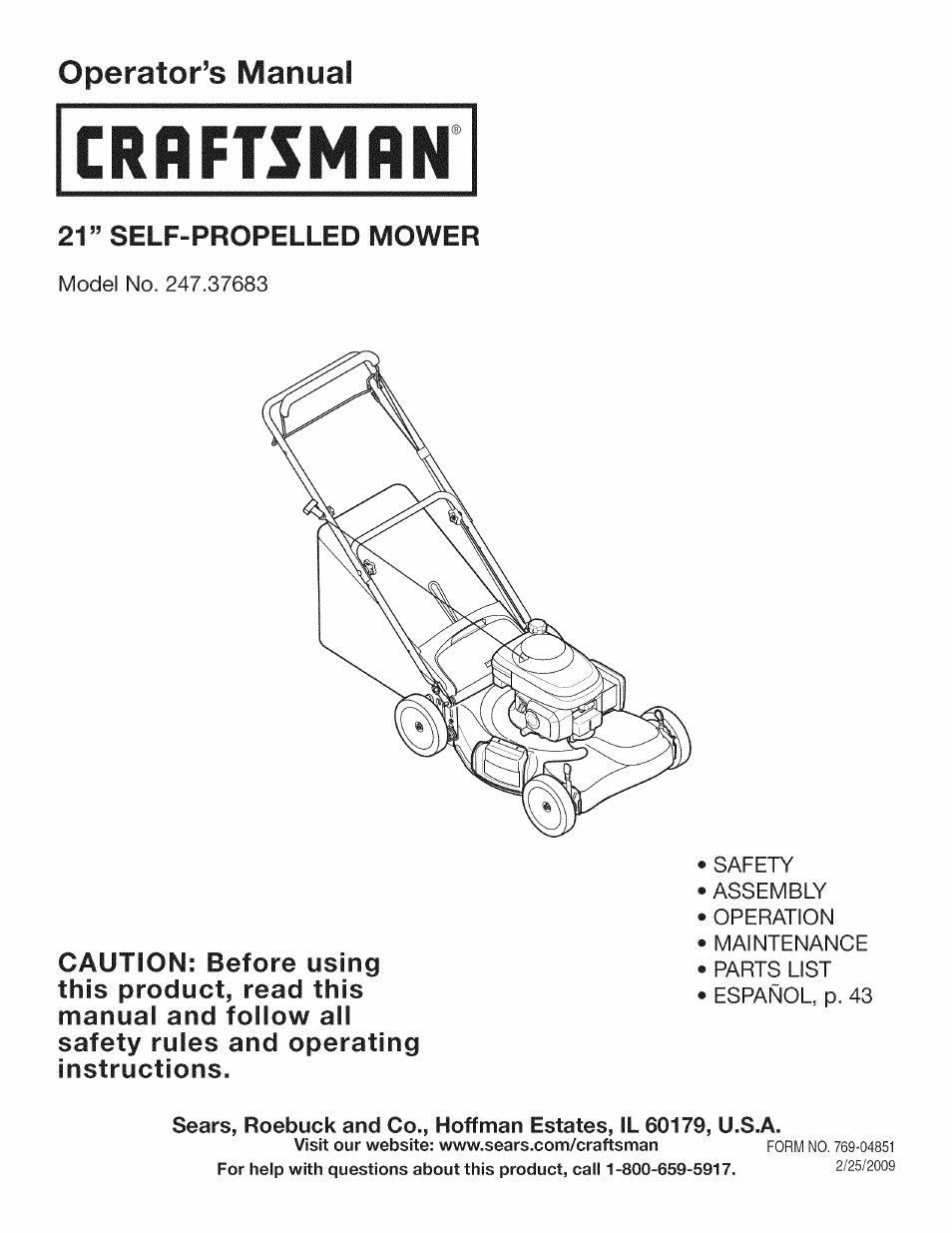 Craftsman 247.37683 User Manual | 68 pages