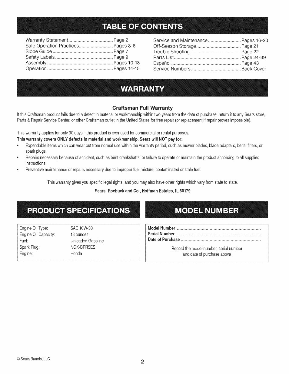 Craftsman 247.37683 User Manual | Page 2 / 68