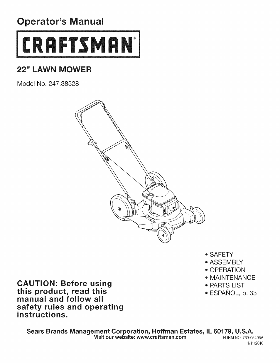 Craftsman 247.38528 User Manual | 56 pages