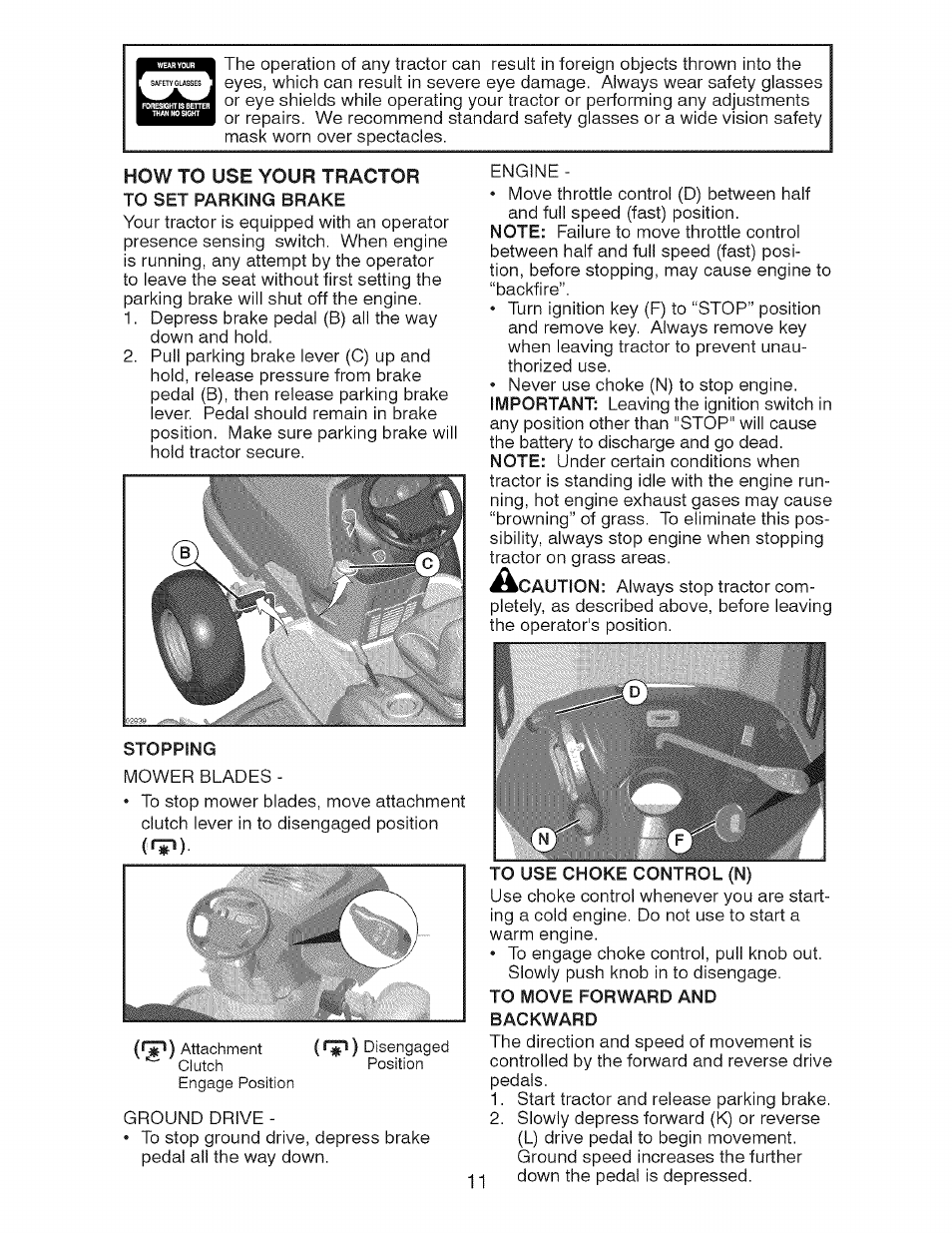 How to use your tractor to set parking brake | Craftsman 917.28726 User Manual | Page 11 / 64