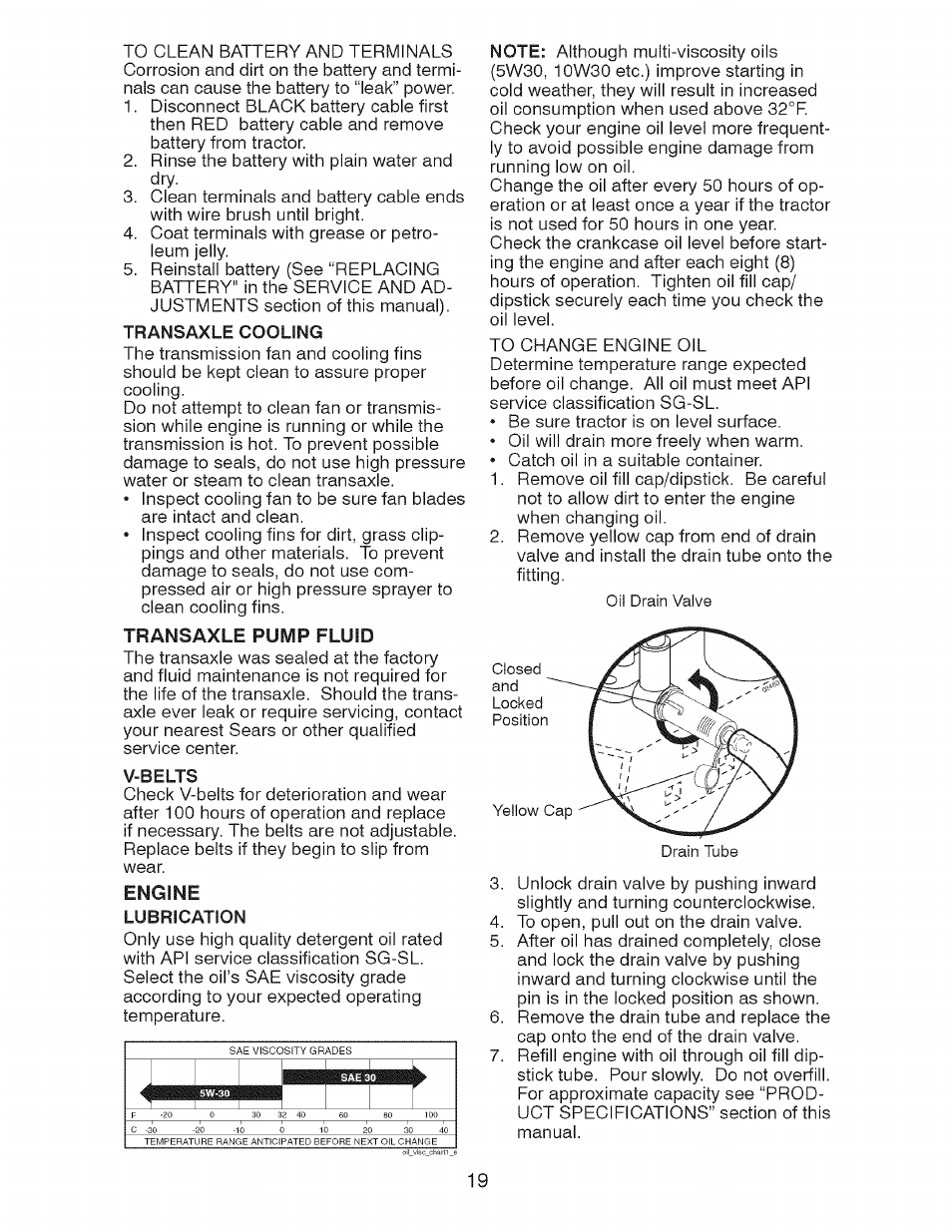 Transaxle pump fluid, Engine, U-u^-ht | Craftsman 917.28726 User Manual | Page 19 / 64