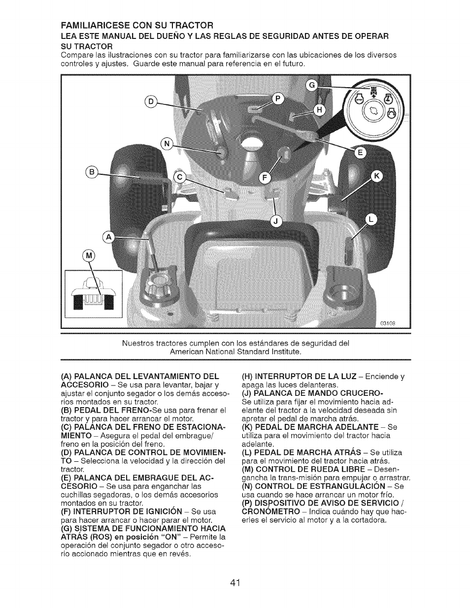 Familiaricese con su tractor | Craftsman 917.28726 User Manual | Page 41 / 64