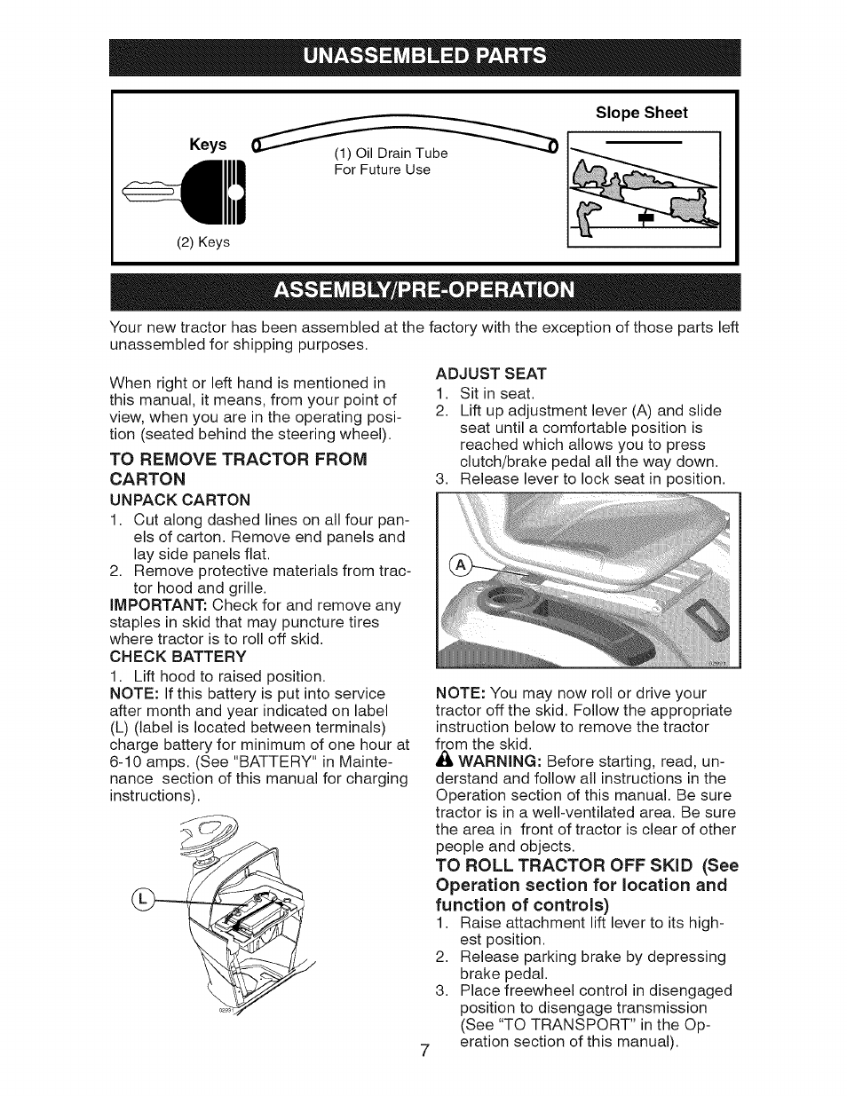 To remove tractor from, Carton | Craftsman 917.28726 User Manual | Page 7 / 64