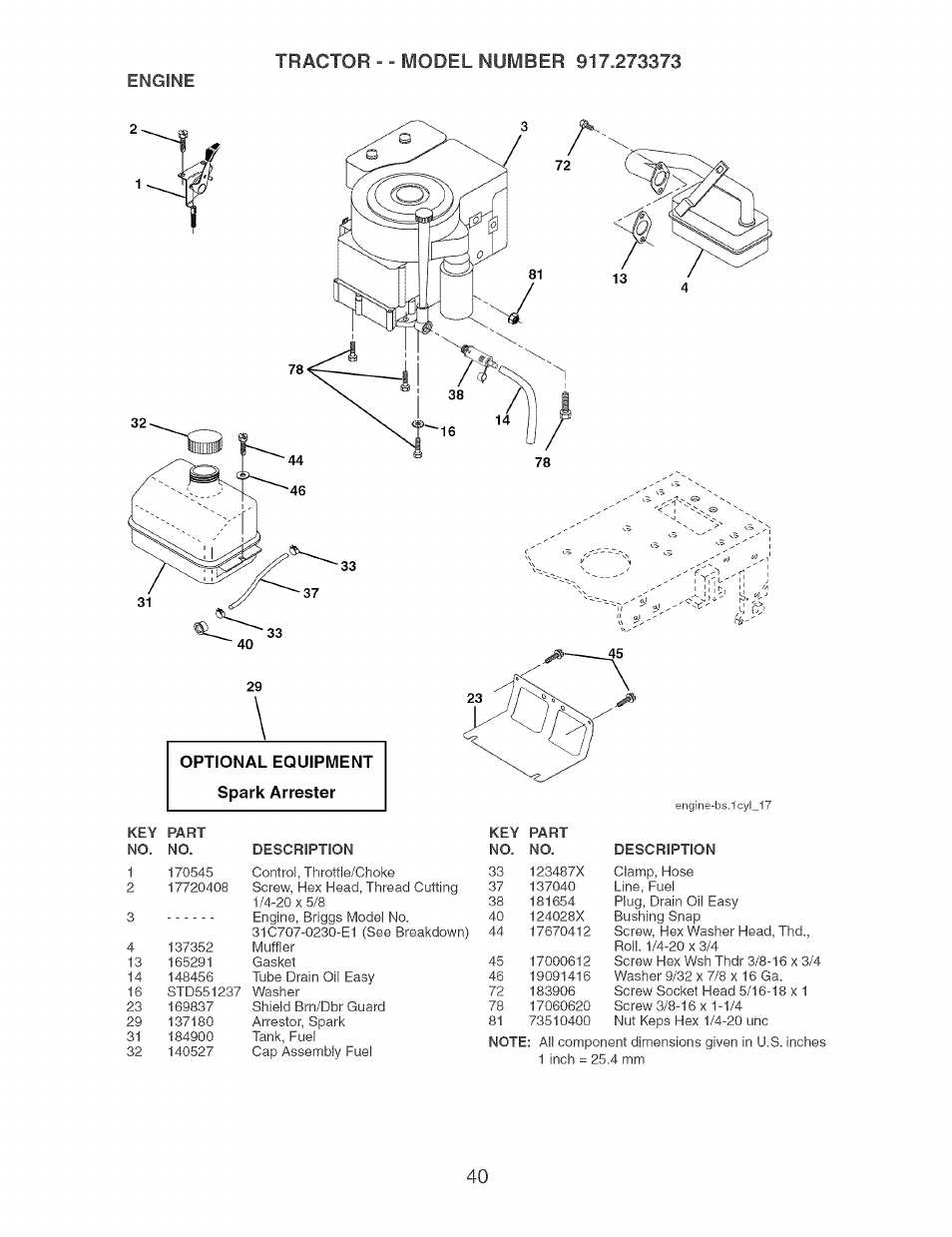 Engine | Craftsman 917.273373 User Manual | Page 40 / 56