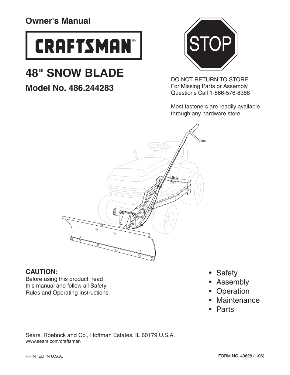 Craftsman 486.244283 User Manual | 20 pages