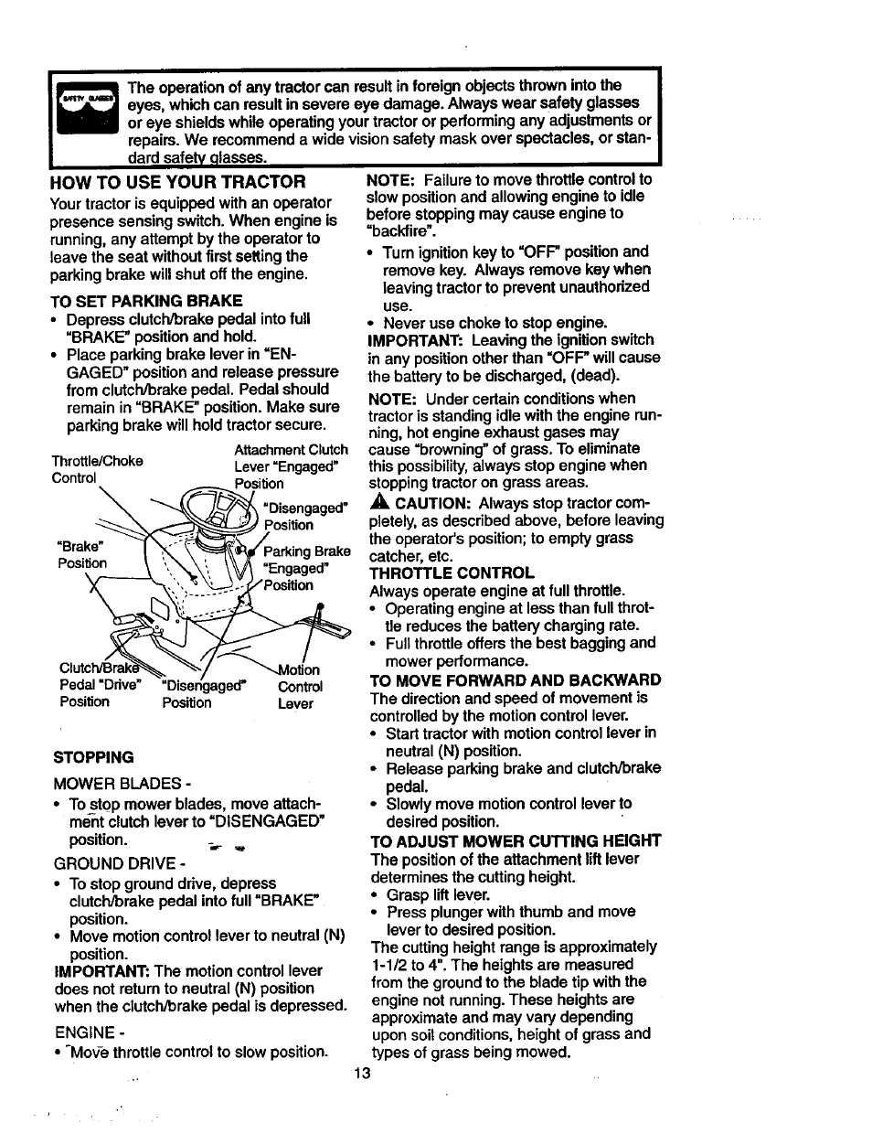 How to use your tractor | Craftsman 917.271023 User Manual | Page 13 / 60