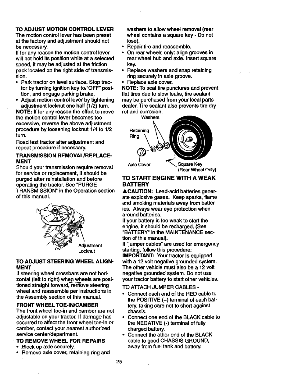 To start engine with a weak battery | Craftsman 917.271023 User Manual | Page 25 / 60