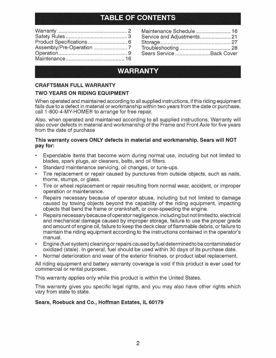 Craftsman 917.28925 User Manual | Page 2 / 64