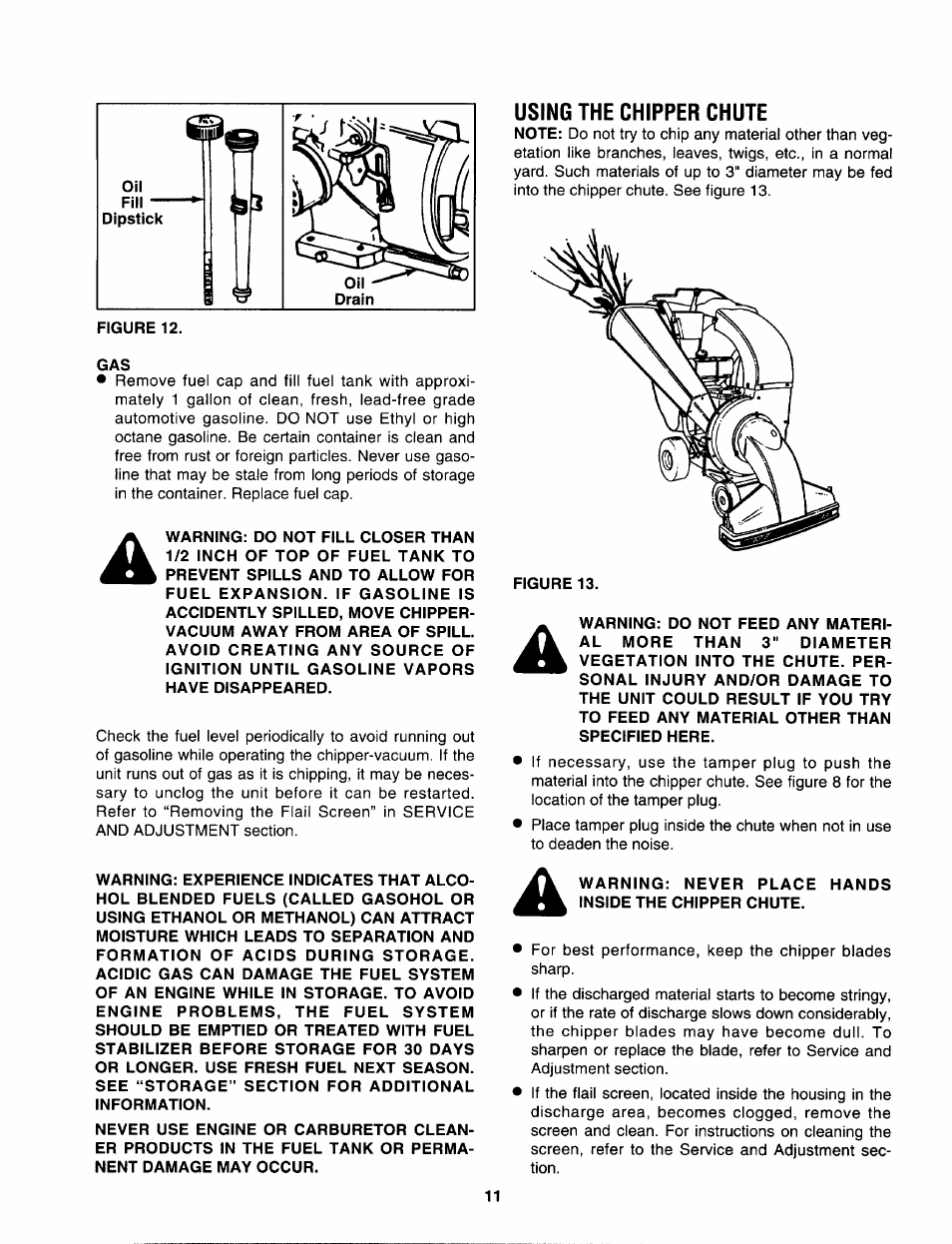 Using the chipper chute | Craftsman 247.799620 User Manual | Page 11 / 52