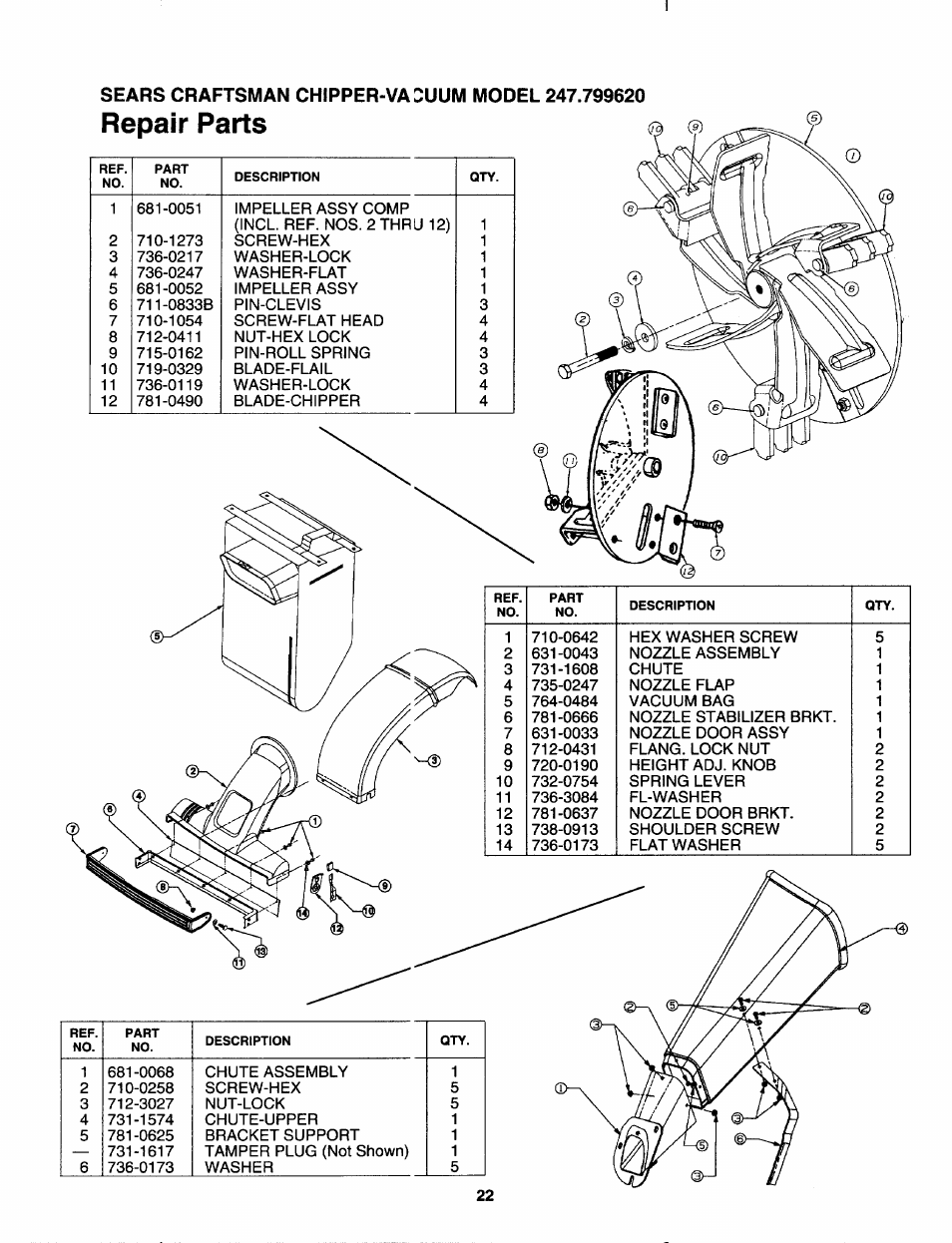 Repair parts | Craftsman 247.799620 User Manual | Page 22 / 52