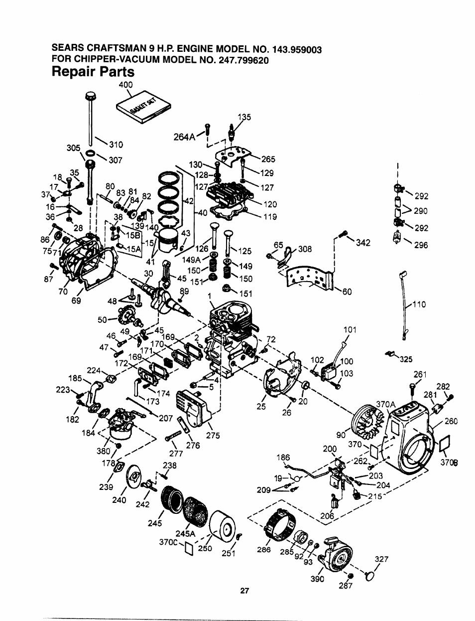 Repair parts | Craftsman 247.799620 User Manual | Page 27 / 52