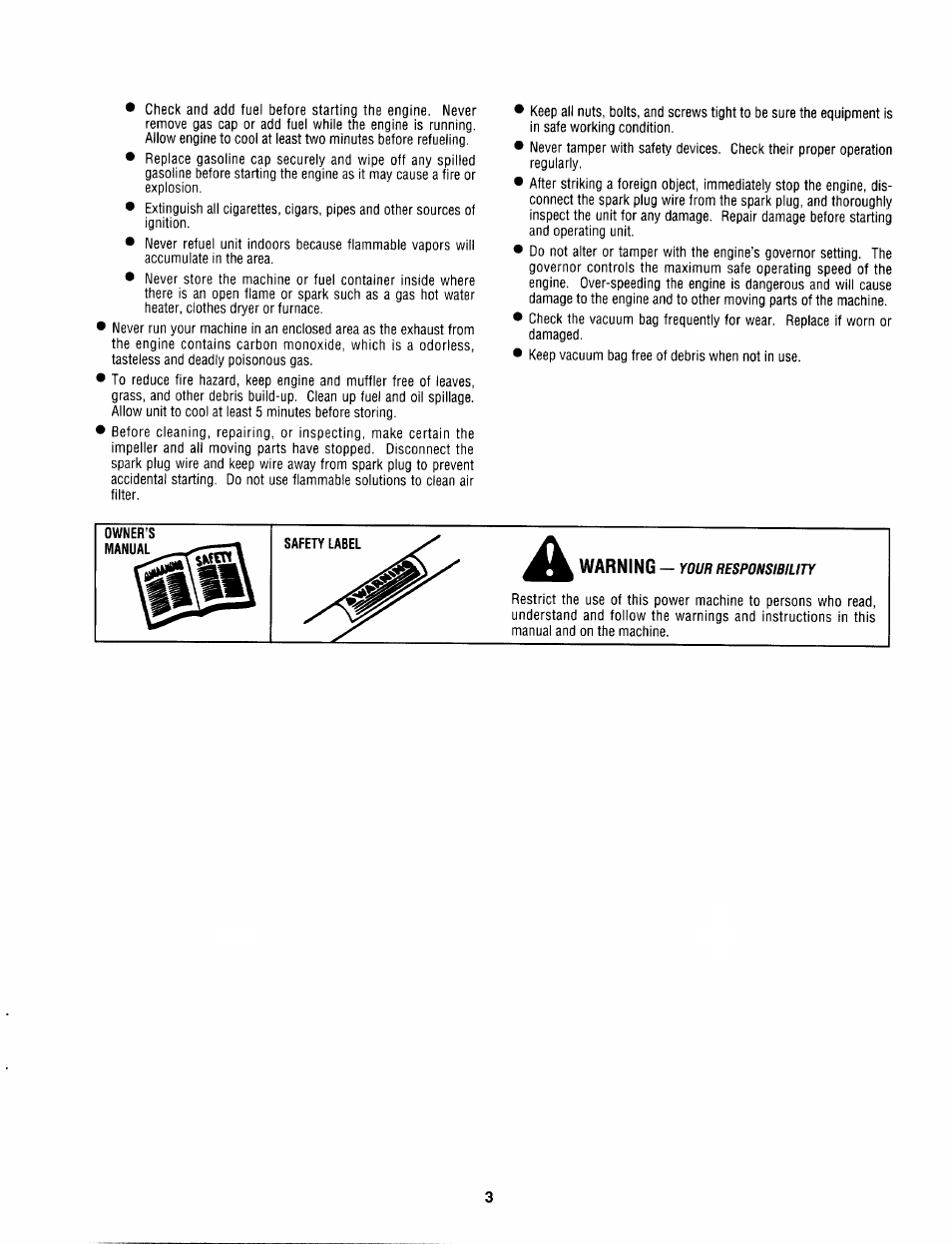 Warning | Craftsman 247.799620 User Manual | Page 3 / 52