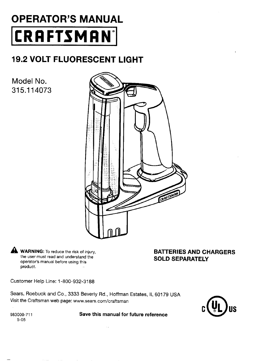 Craftsman 315.114073 User Manual | 15 pages