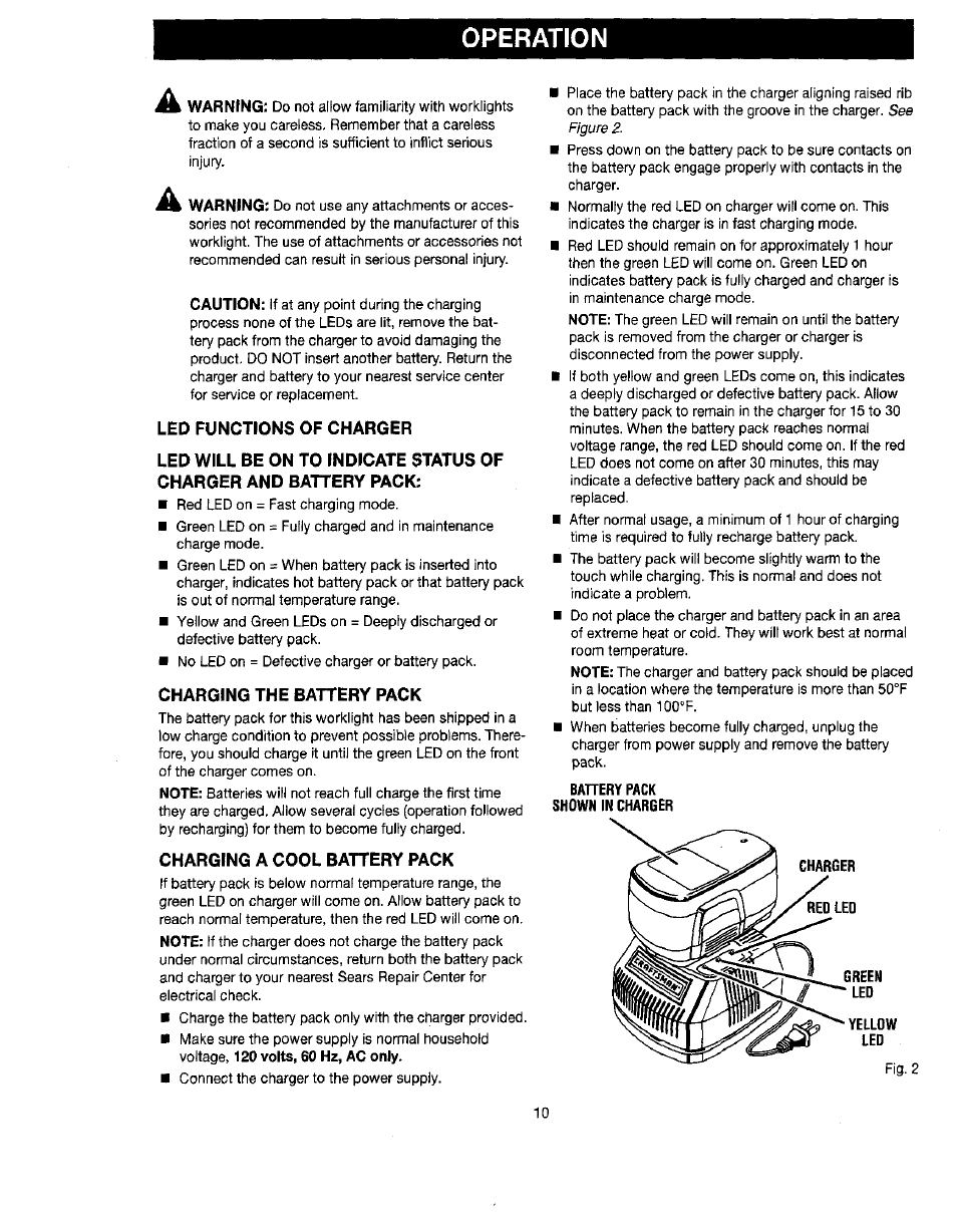 Operation | Craftsman 315.114073 User Manual | Page 10 / 15