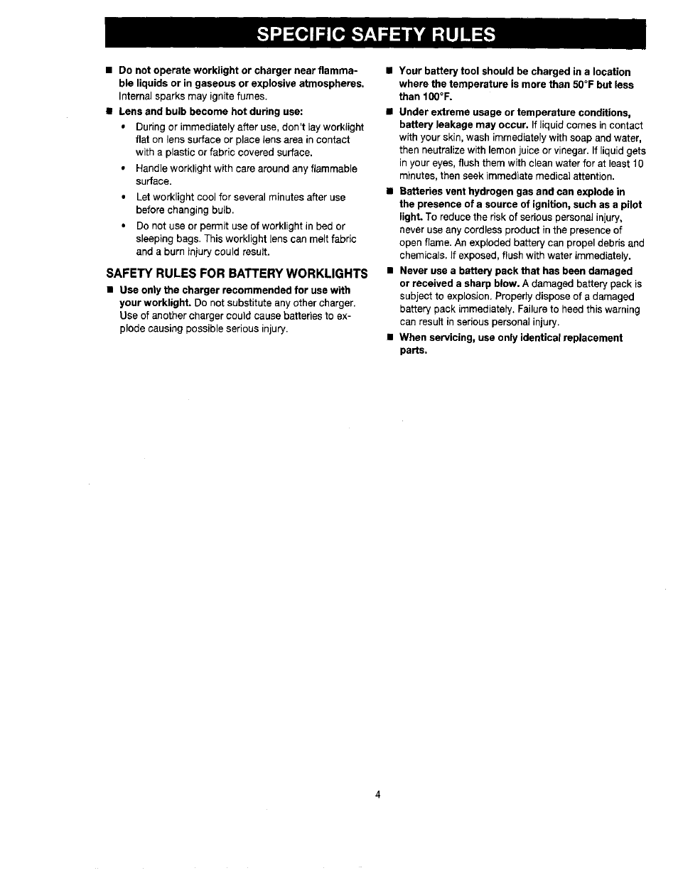 Specific safety rules | Craftsman 315.114073 User Manual | Page 4 / 15
