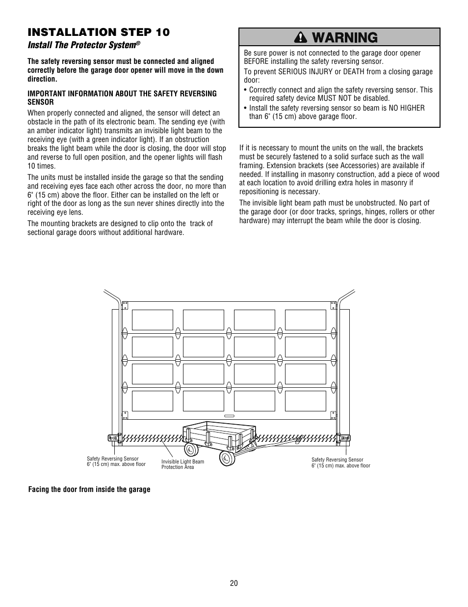 Install the protector system, Installation step 10 | Craftsman 139.53915D User Manual | Page 20 / 76