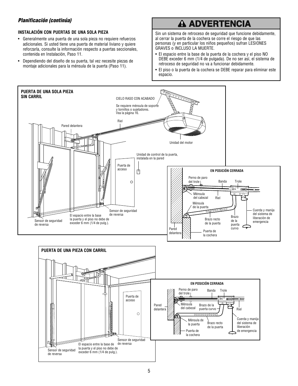 Advertencia, Planificación (continúa) | Craftsman 139.53915D User Manual | Page 43 / 76