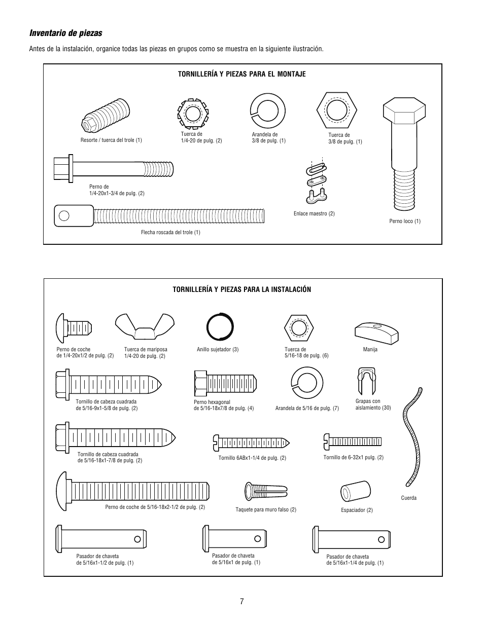 Inventario de piezas | Craftsman 139.53915D User Manual | Page 45 / 76