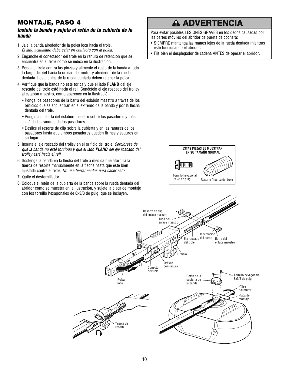 Advertencia, Montaje, paso 4 | Craftsman 139.53915D User Manual | Page 48 / 76