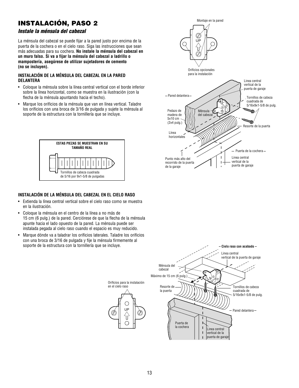 Instalación, paso 2, Instale la ménsula del cabezal | Craftsman 139.53915D User Manual | Page 51 / 76