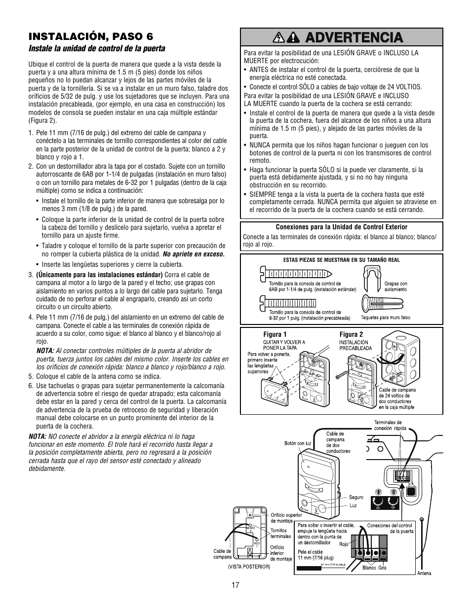 Instalación, paso 6, Instale la unidad de control de la puerta | Craftsman 139.53915D User Manual | Page 55 / 76