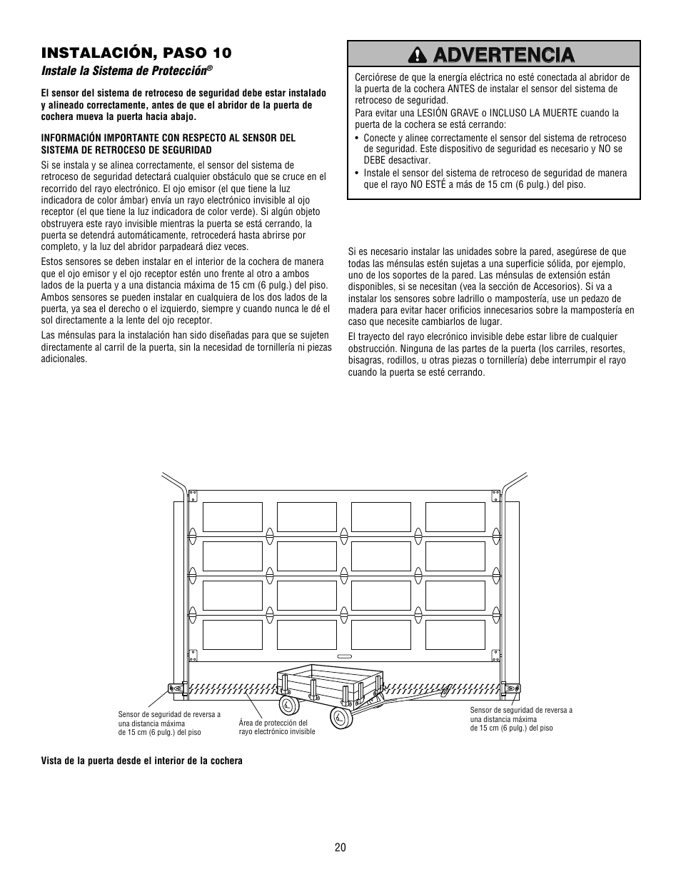 Advertencia, Instalación, paso 10 | Craftsman 139.53915D User Manual | Page 58 / 76