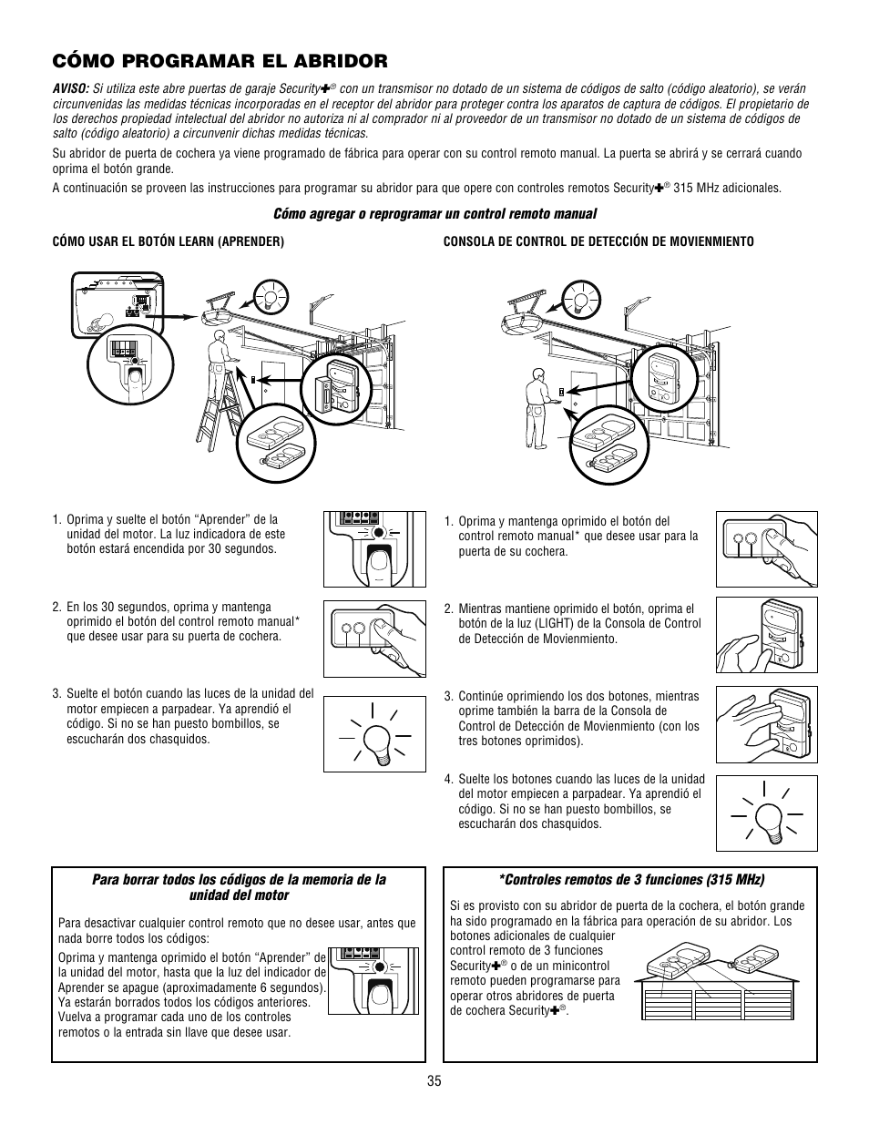 Cómo programar el abridor | Craftsman 139.53915D User Manual | Page 73 / 76