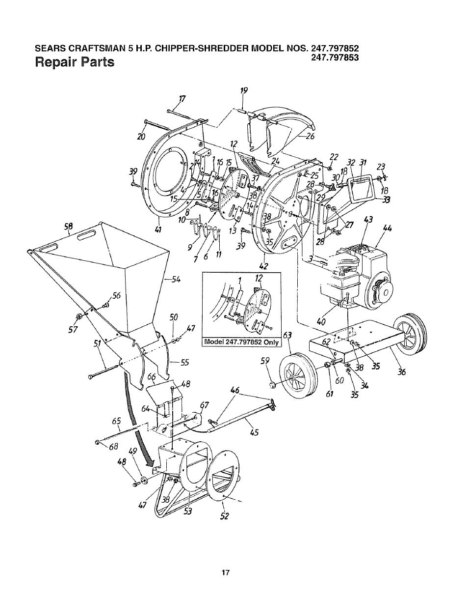 Repair parts | Craftsman 247.797852 User Manual | Page 17 / 24