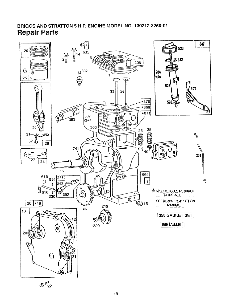 Repair parts | Craftsman 247.797852 User Manual | Page 19 / 24