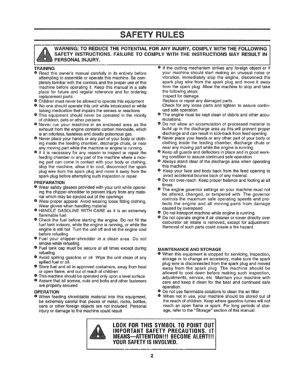 Safety rules | Craftsman 247.797852 User Manual | Page 2 / 24