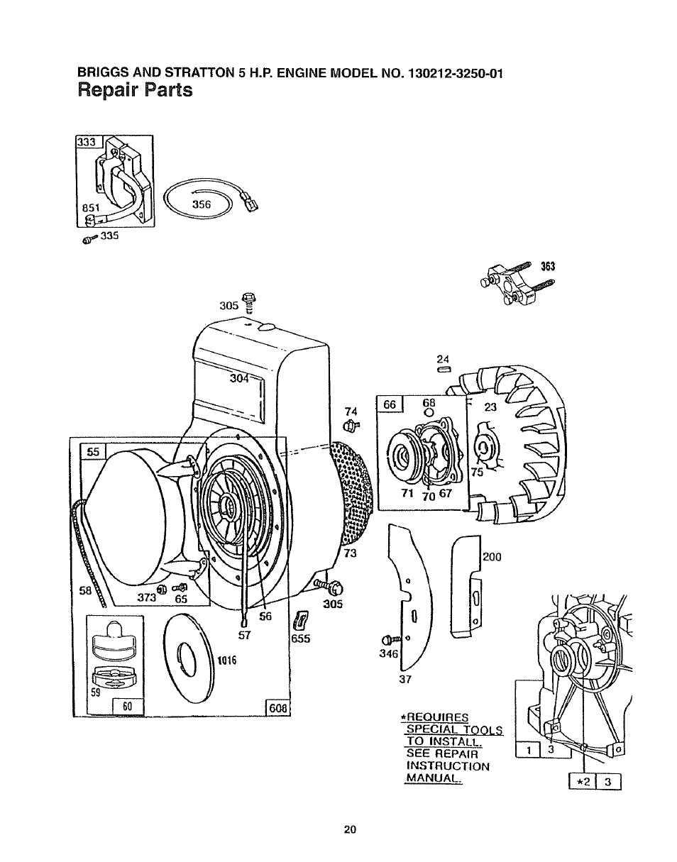 Repair parts | Craftsman 247.797852 User Manual | Page 20 / 24