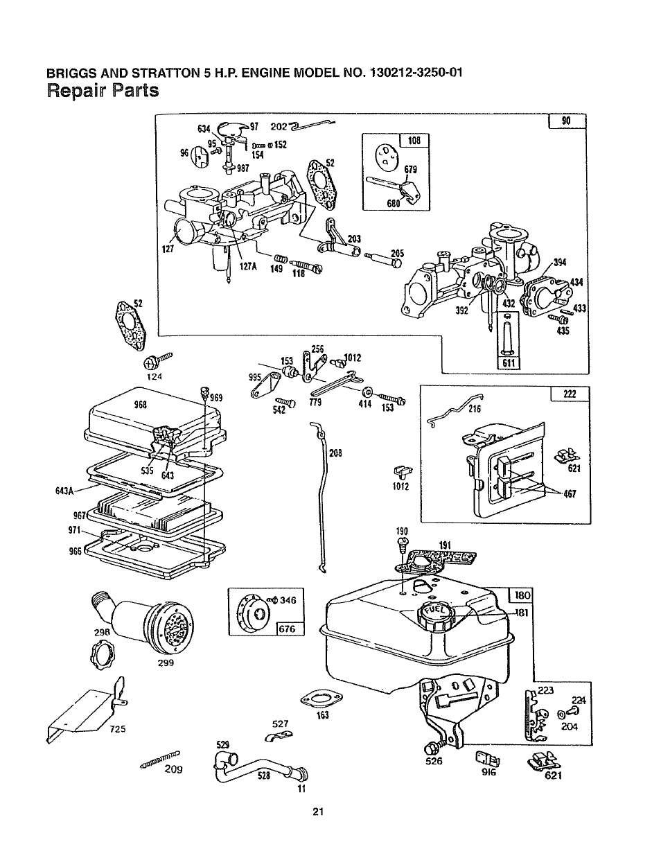 Repair parts | Craftsman 247.797852 User Manual | Page 21 / 24